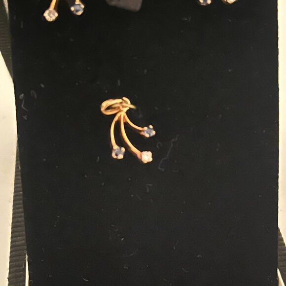 GOLD SET - 14K SOLID GOLD SET OF EARRINGS & PENDANT- SAPPHIRES & DIAMONDS - Picture 1 of 5